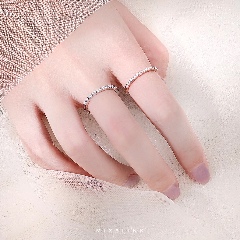 แหวน เงินแท้ 92.5% ส่งฟรี EMS ♡ รุ่น Diamond ♡ แหวนเพชรแถว cz