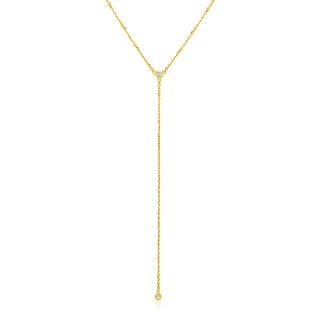 สร้อยคอทองคำแท้ 14k รูปทรง Lariat ประดับเพชร (พรีออเดอร์ pre-order ทัก chat ก่อนสั่ง)