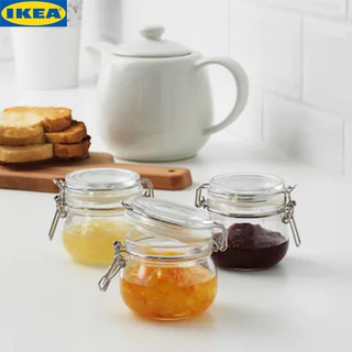 IKEA โถแก้ว โหลแก้ว มีฝาปิด ใส่เครื่องเทศ แยม ขนาด 130 ml เซต 3 ใบ