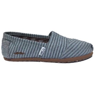 แท้💯 TOMS lazy รองเท้าผ้าใบลําลอง ส้นแบน สีฟ้า สําหรับผู้ชาย ผู้หญิง ไซซ์ 35-45