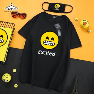 เสื้อยืด ลาย excited แถมผ้าปิดจมูก