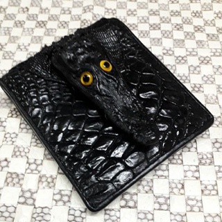 crocodile skin baby head blackwallet กระเป๋าสตางหนังจระเข้มแท้