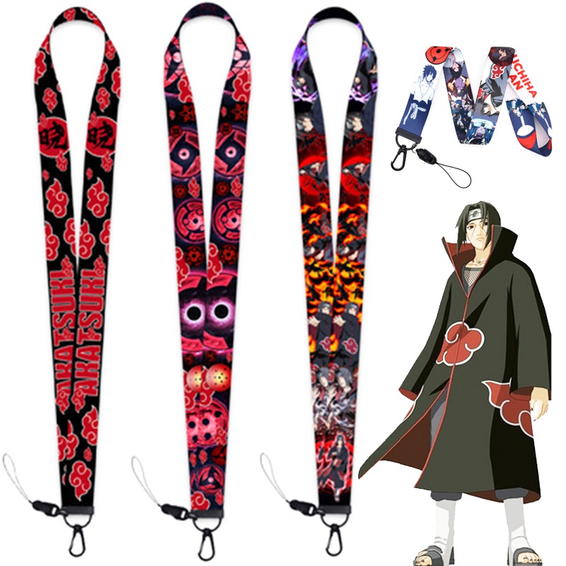 6 Styles Anime Naruto Akatsuki Clouds Neck Strap Lanyard for Keys DIY ID Card Badge Holder Mobile Phone Straps Keycord Webbing Ribbons Cosplay Accessories