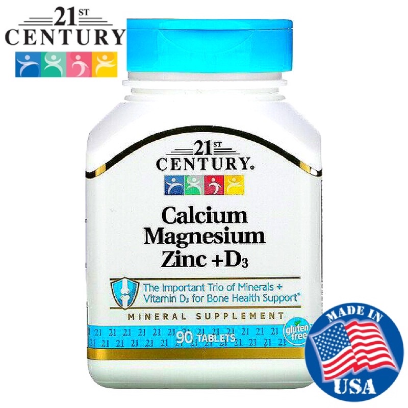 ส่งไว⚡️21st Century Calcium Magnesium Zinc + D3 90 Tablets เสริมภูมิต้านทาน ป้องกันกระดูกพรุน ช่วยให้นอนหลับ