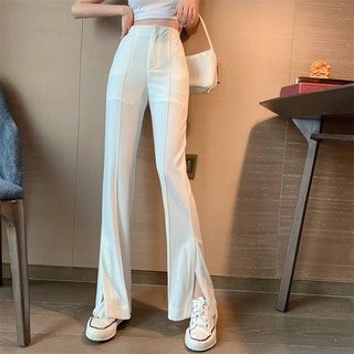 🔥Hot Sale Ladies Casual Pants Suit High Waist Slim Fit Drape Red Lined Pants Straight Split Wide Leg Pants