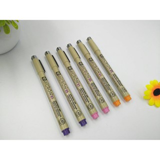 ปากกา SAKURA Pigma micron (หมึกสีม่วง, ชมพู, ส้ม)