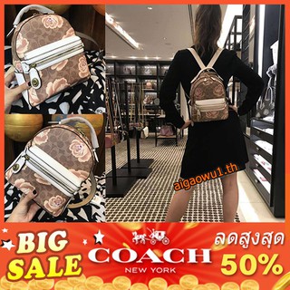 พร้อมส่ง🔥COACH F30954 PVC กระเป๋าหนังลายดอกใหญ่ใส่กระเป๋าเป้สะพายหลังน้ำหนักเบา กระเป๋าสะพายพิมพ์ลายโลโก้