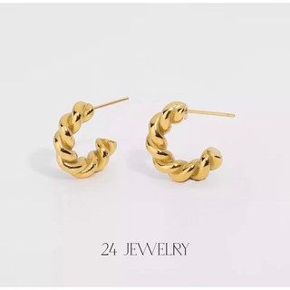 ใส่โค้ด ZZXY3 ลด 65.- (ขั้นต่ำ 500.-) ต่างหูแฟชั่น เครื่องประดับ 24jewelry รุ่น TE014 สแตนเลสแท้ชุบทอง18K ไม่ลอกไม่ดำ