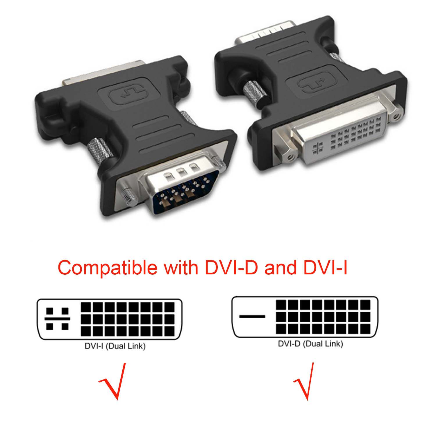 DVI Female To VGA Male Adapter DVI-D 24+1 24+5 Dual Link Converter ...