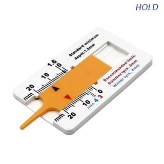 Hold เครื่องวัดความลึกของดอกยางรถยนต์ 0-20 มม. เกจวัดความลึกของดอกยาง คาลิปเปอร์ ไม้บรรทัดวัดความลึกของยาง พลาสติก สีเหลือง