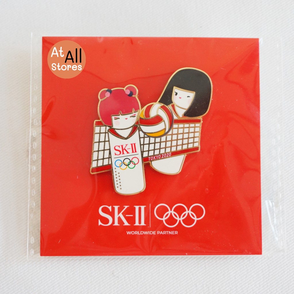เข็มกลัดติดเสื้อลายโอลิมปิก Tokyo รูปตัวการ์ตูน by SK-II ลายวอลเลย์บอล