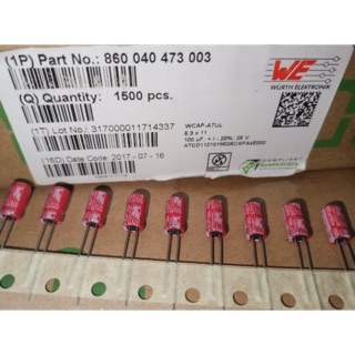 capacitor 25v 100uf คาปาซิเตอร์ คาปาซิสเตอร์ เกรดออดิโอ นำเข้าเยอรมัน สีแดง