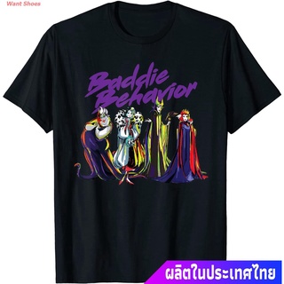 เสื้อยืดคอกลมWant Shoes เสื้อยืดแขนสั้น Disney Villains Baddie Behavior T-Shirt Mens Womens T-shirtsS-3XL