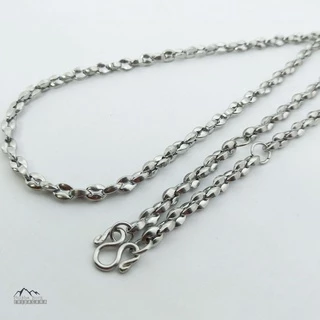 U68 โซ่หนา ลายเม็ดกาแฟ สีเงิน สร้อยคอ ห้อยพระ สร้อยสแตนเลสแท้ สร้อยพระ stainless necklace