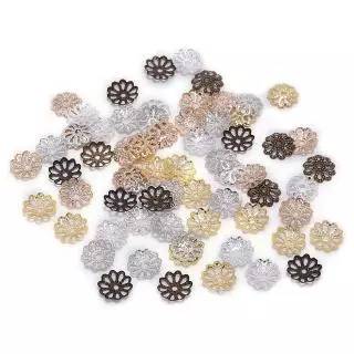 ลูกปัดซากุระ3มิติ 7-9มม. โลหะผสมสีเงิน-ทอง 200ชิ้น สำหรับ DIY สร้อยข้อมือ-สร้อยคอ