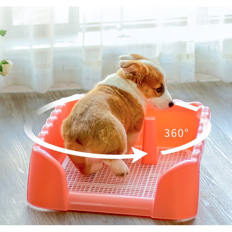 SM007-SM008 Hisopetshop ห้องน้ำสุนัขแบบขอบสูง｜มีเสา+ตะแกรงรองฉี่｜ฝึกขับถ่ายในบ้าน｜พร้อมส่ง