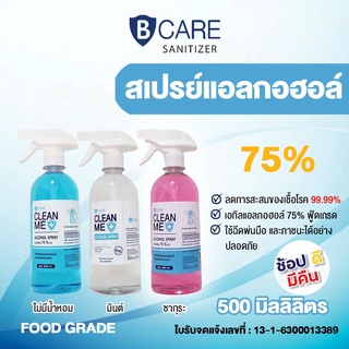 สเปรย์แอลกอฮอล์ บี แคร์ คลีน มี (B Care Clean Me) ขนาด 500 ml.