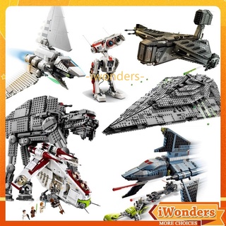 (iwonders) โมเดลตัวต่อ รูป Star Wars MOC Millennium Falcon X-Wing Fighter AT-AT Imperial Shuttle ของเล่นสําหรับเด็ก