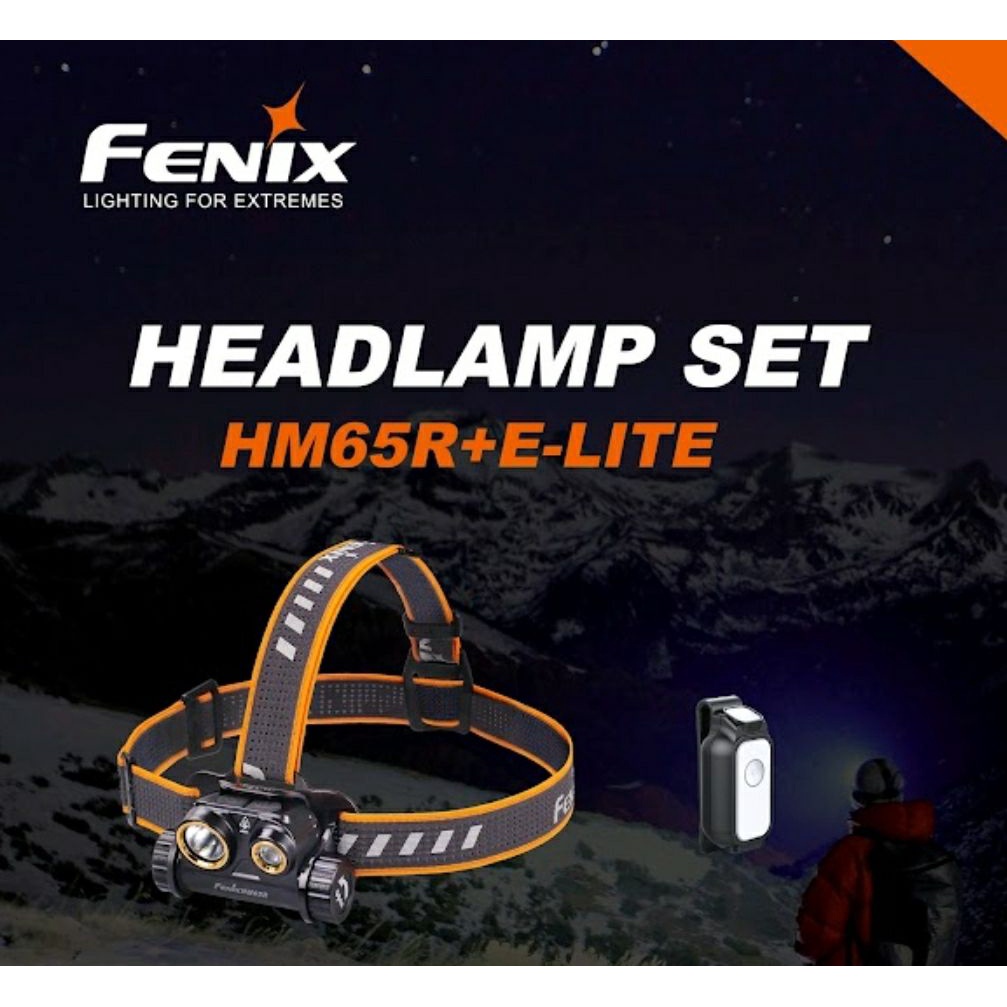 ไฟฉายคาดหัวชุดพิเศษ   Fenix Hm65r มาพร้อม  SET กับ ไฟฉายพวงกุญแจ  Fenix E-Lite  สินค้าตัวแทนในไทยประกันซ่อมสามปี