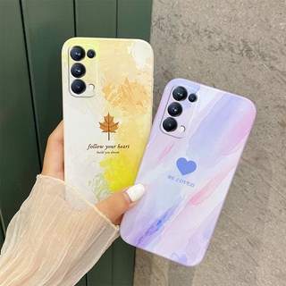 Maple Leaf Love for กรณี oppo RENO6 reno6 pro กรณี oppo reno5 reno5pro reno4 reno4se reno3 reno กรณี oppo  R9 R9S R11 R11S case phone cover soft Colorful Oil Painting เคสโทรศัพท์มือถือขอบตรง