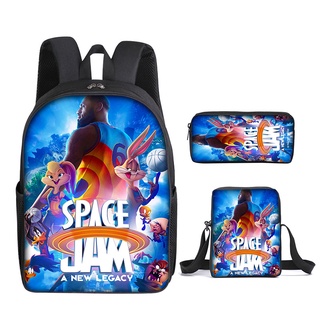 [พร้อมส่ง] กระเป๋าเป้สะพายหลัง ลายการ์ตูนอนิเมะ Space Jam สําหรับเด็กนักเรียน