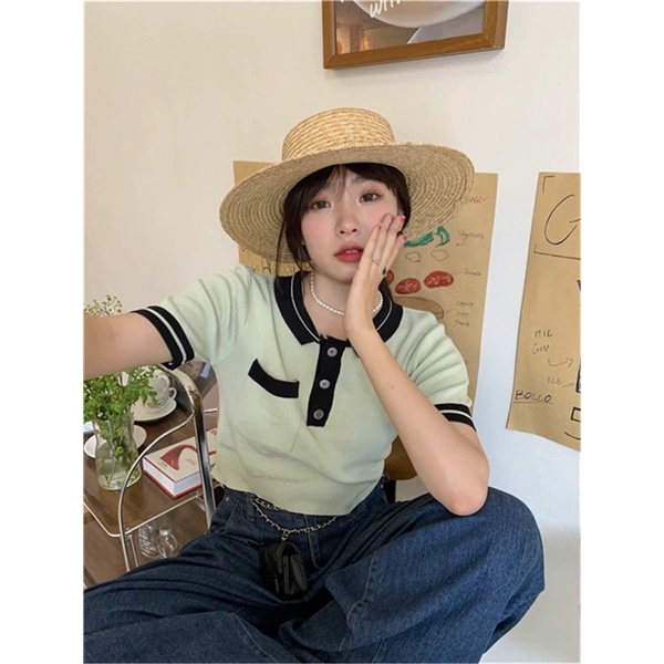 MYGRILSHOP.TH เสื้อคอปกตัดขอบสีสวยหรูดูดี9171