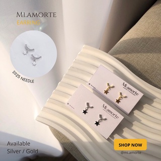 Mi.amorte ♡ ต่างหูก้านเงินแท้ S925 ♡ diamond arc simple star ⭐️