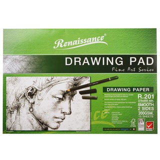 Renaissance Drawing Paper/Watercolour Paper เรนาซอง กระดาษวาดเขียน ระบายสีน้ำ R.202 275x375mm เรียบสองด้าน 200G