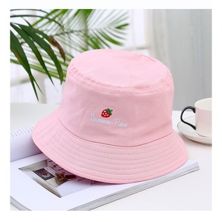 Hats หมวกบักเก็ตงานเกาหลี ปักสตอเบอรี่ 🍓 6214