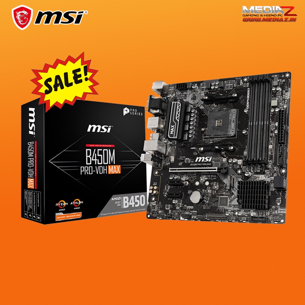ram4slot MSI B450M PRO-VDH MAX MAINBOARD (เมนบอร์ด) AM4 3 Years Warranty