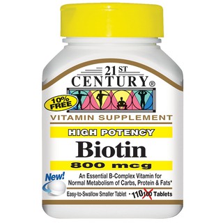 21st Century, Biotin, High Potency, 800 mcg, 110 Tablets