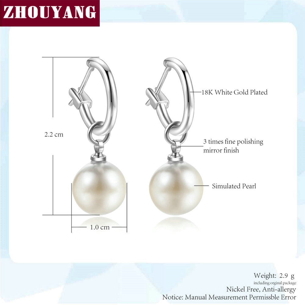 ZHOUYANG حلق متدلٍ بلؤلؤ صناعي — صورة 7