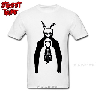 เสื้อยืดครอปเสื้อยืดผ้าฝ้าย 100% พิมพ์ลาย Donnie Darko และ Frank สีดํา สไตล์สตรีท แนวสตรีท อเมริกัน สําหรับผู้ชายS-5XL