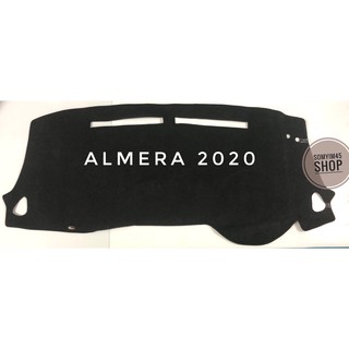 พรมปูคอนโซลหน้ารถยนต์ #ALMERA ปี2020 ตัดเย็บเข้ารูปที่สวยงามติดตั้งง่าย พรมกำมะหยี่สีดำ