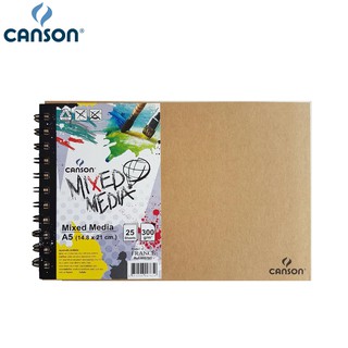 Canson(แคนสัน) สมุดแคนสันมิกซ์มีเดีย (Canson Mixed meaid) 300g หยาบ (25 แผ่น) A5 # 600765