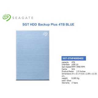 Seagate HDD Ext 4TB Backup Plus Portable Blue (STHP4000402)