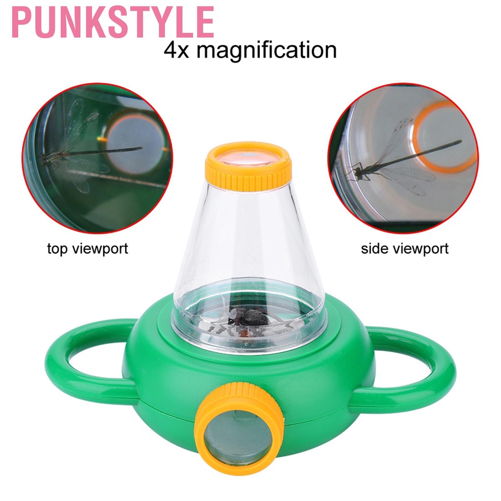 Punkstyle กล้องส่องแมลง 4 x ของเล่นเพื่อการศึกษา กล่องเก็บแมลงของเล่นเสริมการศึกษาสําหรับเด็ก กล่องสังเกตแมลงสำหรับเด็ก  กับดักแมลง กล่องเก็บการเพาะเลี้ยงผีเสื้อ แว่นขยาย ดูถังปลา ของเล่นสำรวจกลางแจ้ง