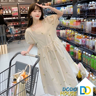แฟชั่นคนท้องมาใหม่ ชุดคลุมคนท้องเเฟชั่นผ้านิ่มใส่สบาย ชุดเดรสแบบพองมีสายถูกแต่งปักดอกไม้น่ารักๆ