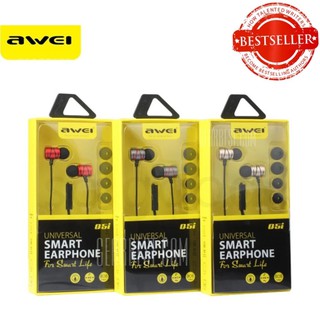 Awei หูฟัง Q5i In-Ear Earphone 3.5mm Jack Universal Smart Earphone (gray/red)