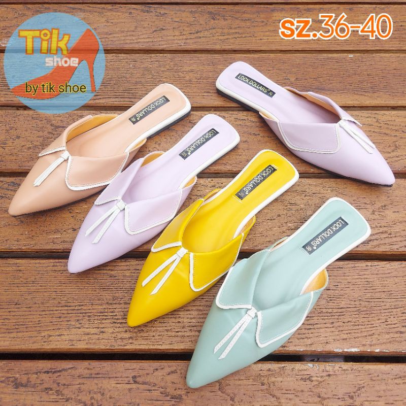 (เก็บปลายทาง)( พร้อมส่ง)//(เท้าอวบเพิ่ม 1 ไซส์) รองเท้าเปิดส้น #พื้นแตะ #สีพาสเทล..ทรงหัวแหลม..ไซส์ 36-40