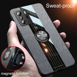 Fashion Woven Cloth Casing Xiaomi Redmi Note 10 Pro 10Pro 5G Mi Poco X3 GT Soft TPU Cover Magnetic Car Finger Ring Holder Case