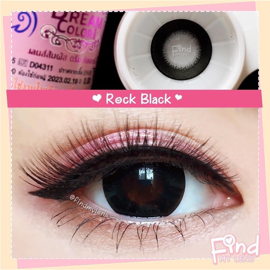 Rock Black (1) บิ๊กอาย สีดำ ดำ สายแบ๊ว ใส่สวย น่ารักสดใส Dream Color1 Contact Lens Bigeye คอนแทคเลนส์ ค่าสายตา สายตาสั้น