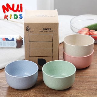 Muikids (4 ชิ้น) ชุดชาม ชามข้าว ถ้วยข้าว ผลิตจากฟางข้าวสาลี รักษ์โลก