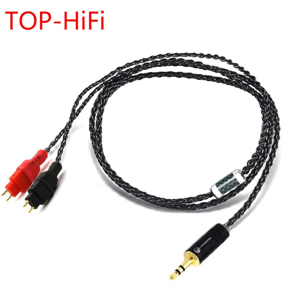 TOP-HiFi สีดําคริสตัลชุบเงินหูฟังอัพเกรดสายสําหรับ HD600 HD650 HD525 HD545 HD565 HD580 HD6XX HDxxx H
