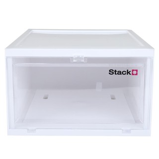 กล่องรองเท้าฝาหน้า 28x35x17 ซม. STACKO สีขาวSHOE STORAGE STACKO 28X35X17CM WHITE