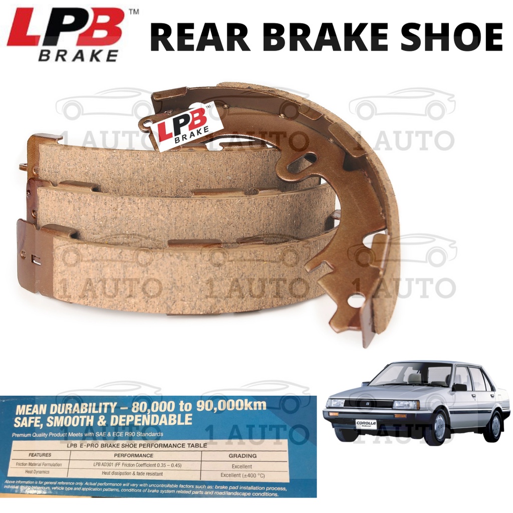 LPB E-PRO รองเท้าเบรกหลัง TOYOTA COROLLA AE80 1.3