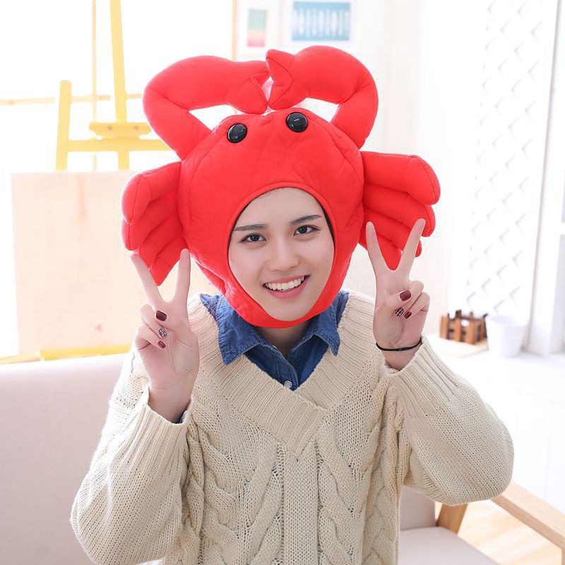 ส่งด่วน l หมวกปาร์ตี้ปูแดง สีแดง สไตล์เกาหลี พร้อมส่งจากไทย
