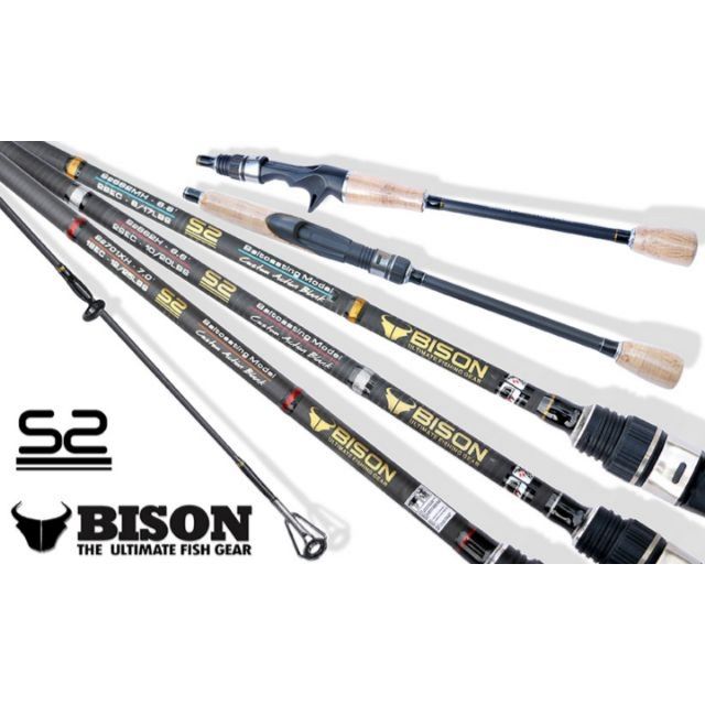 BISON S2 คันท่อนเดียว ด้ามก๊อก 6'6 ฟุต คันตีเหยื่อปลอมท่อนเดียว เบท สปิน เวท 8/17 และ 10/20