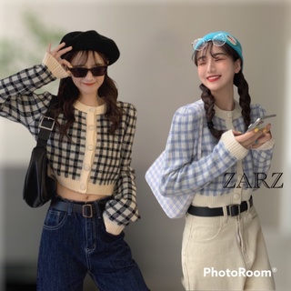 ZARZ.SHOP🍑พร้อมส่ง*เสื้อคุมสก๊อตแขนยาว สีวานน่ารักๆ8758