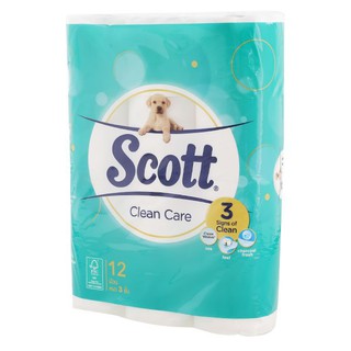 ว๊าว🍟 สก๊อตต์ กระดาษชำระ คลีนแคร์ 12 ม้วน SCOTT Clean Care Tissue Roll 12 Rolls